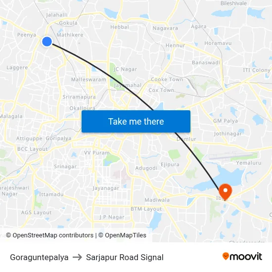 Goraguntepalya to Sarjapur Road Signal map