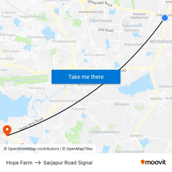 Hope Farm to Sarjapur Road Signal map