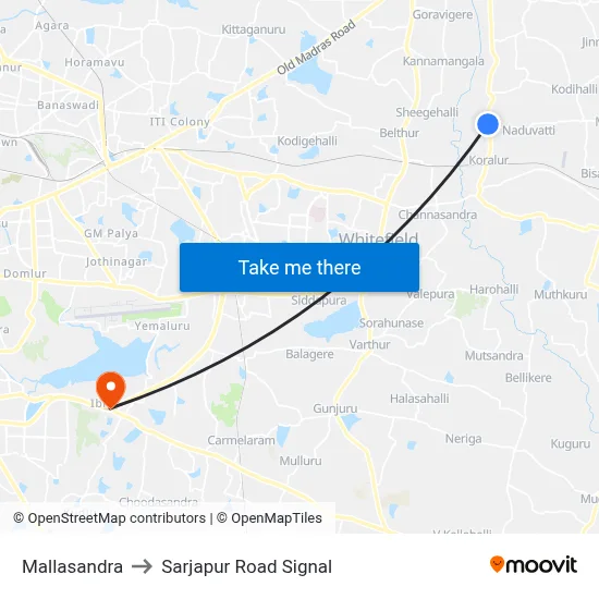 Mallasandra to Sarjapur Road Signal map