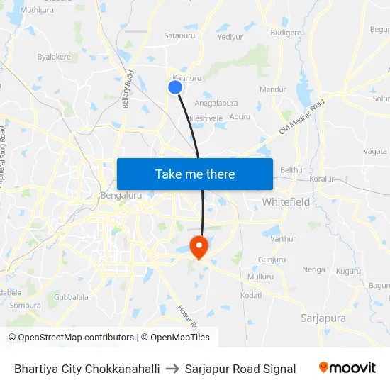Bhartiya City Chokkanahalli to Sarjapur Road Signal map