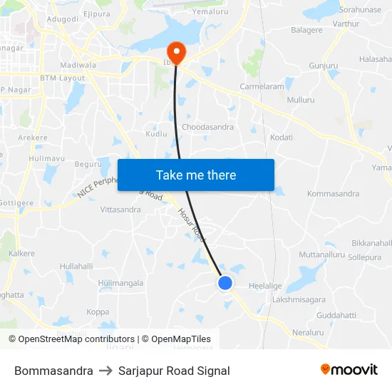 Bommasandra to Sarjapur Road Signal map