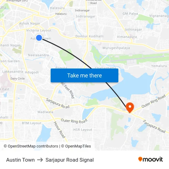 Austin Town to Sarjapur Road Signal map