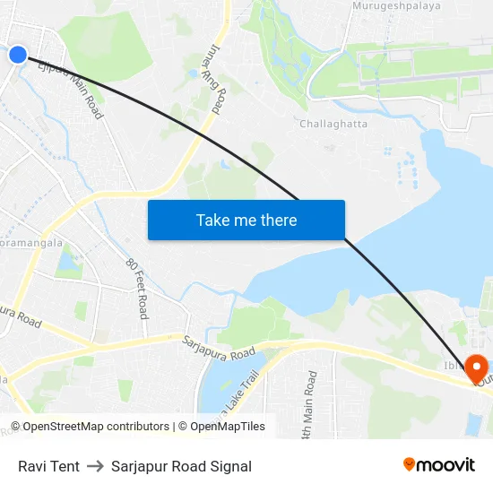 Ravi Tent to Sarjapur Road Signal map