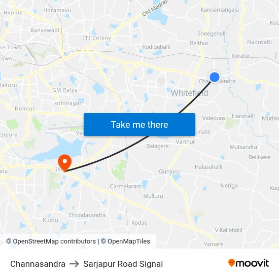 Channasandra to Sarjapur Road Signal map