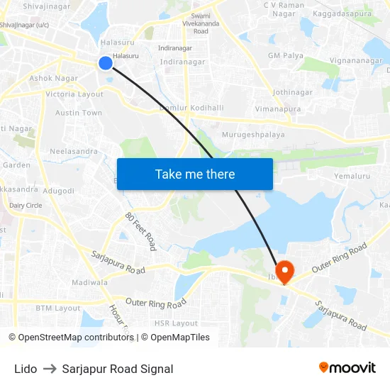 Lido to Sarjapur Road Signal map