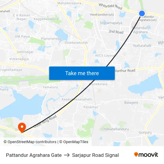 Pattandur Agrahara Gate to Sarjapur Road Signal map