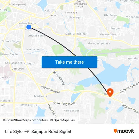 Life Style to Sarjapur Road Signal map