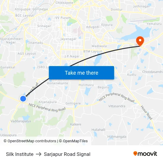 Silk Institute to Sarjapur Road Signal map