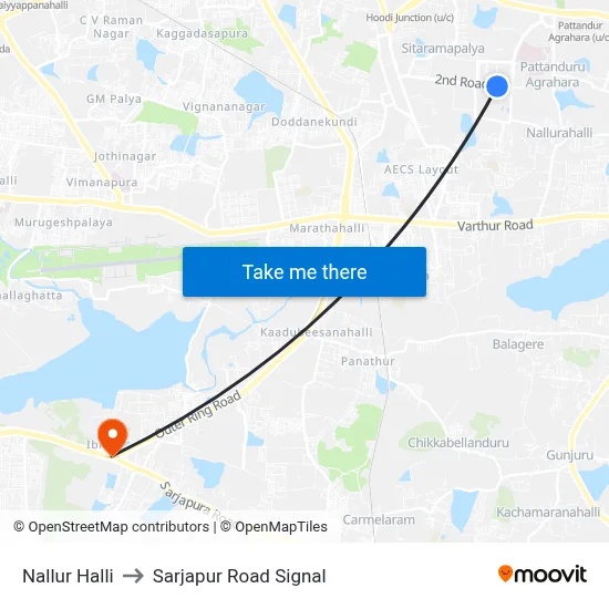 Nallur Halli to Sarjapur Road Signal map