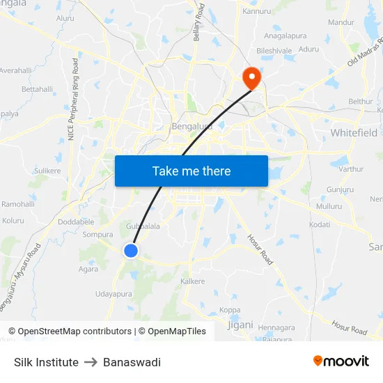 Silk Institute to Banaswadi map