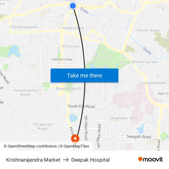 Krishnarajendra Market to Deepak Hospital map