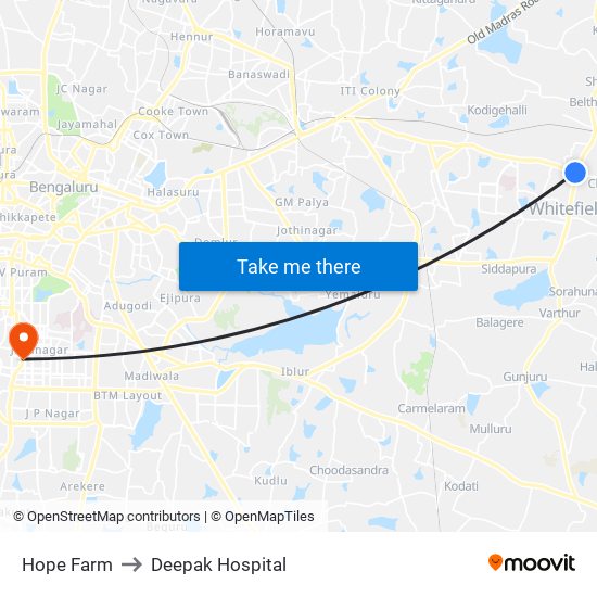 Hope Farm to Deepak Hospital map