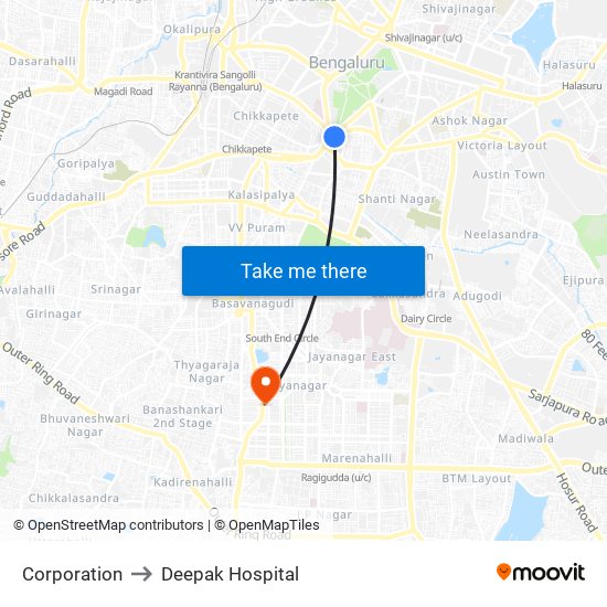 Corporation to Deepak Hospital map