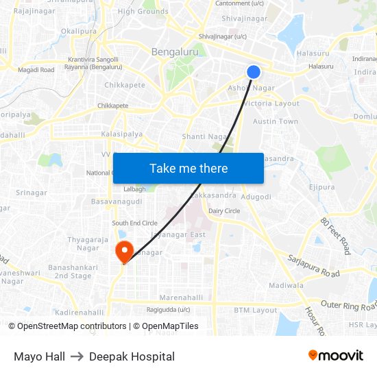 Mayo Hall to Deepak Hospital map