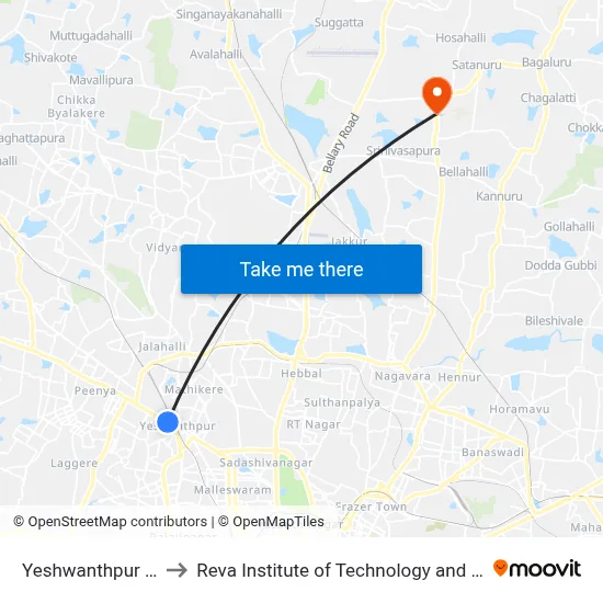 Yeshwanthpur Station to Reva Institute of Technology and Management map
