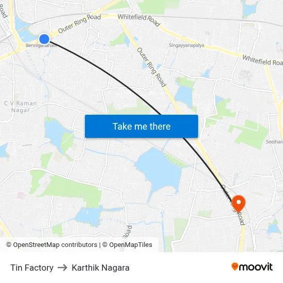 Tin Factory to Karthik Nagara map