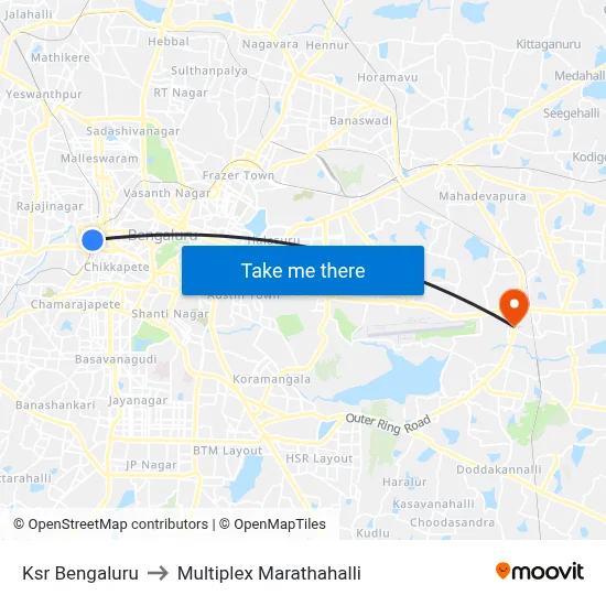 Ksr Bengaluru to Multiplex Marathahalli map