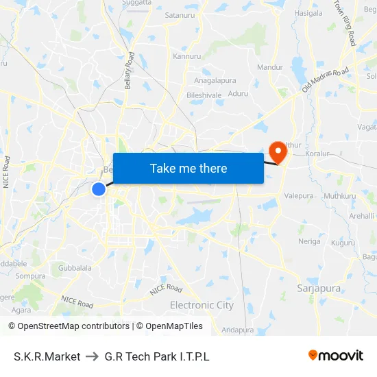 S.K.R.Market to G.R Tech Park I.T.P.L map