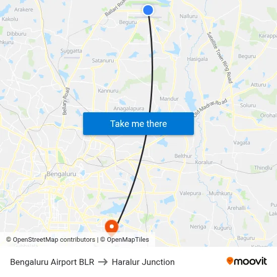 Bengaluru Airport BLR to Haralur Junction map
