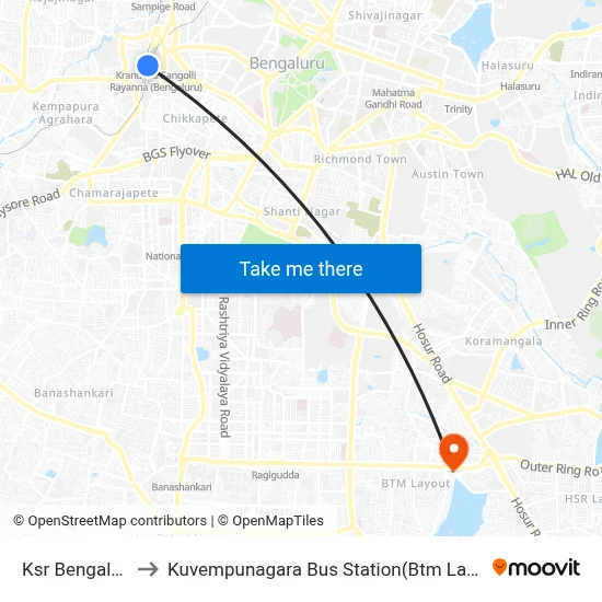 Ksr Bengaluru to Kuvempunagara Bus Station(Btm Layout) map