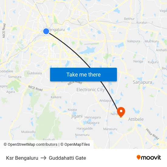 Ksr Bengaluru to Guddahatti Gate map