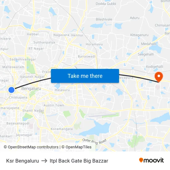 Ksr Bengaluru to Itpl Back Gate Big Bazzar map