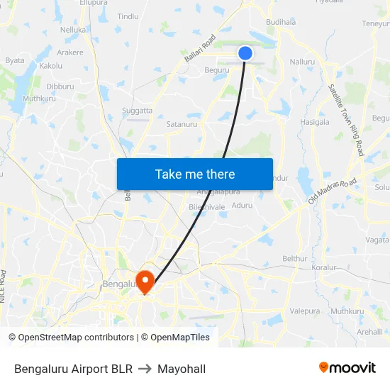 Bengaluru Airport BLR to Mayohall map