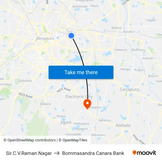 Sir.C.V.Raman Nagar to Bommasandra Canara Bank map