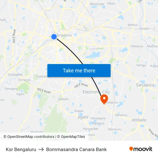 Ksr Bengaluru to Bommasandra Canara Bank map