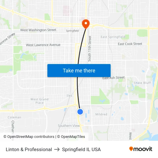 Linton & Professional to Springfield IL USA map