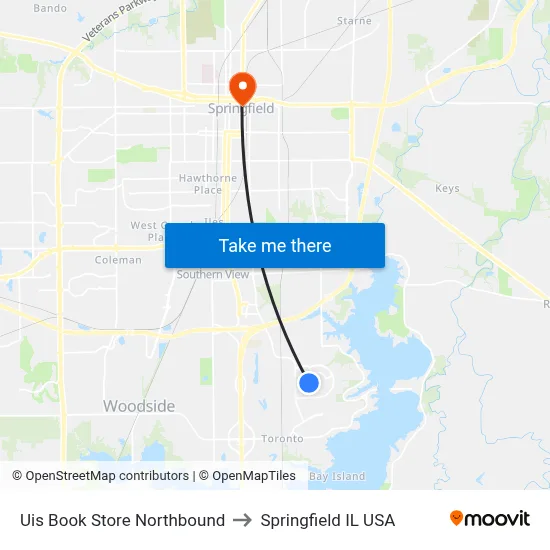 Uis Book Store Northbound to Springfield IL USA map