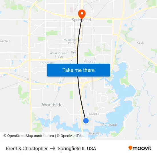 Brent & Christopher to Springfield IL USA map