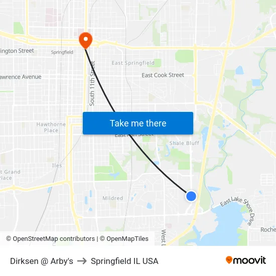 Dirksen @ Arby's to Springfield IL USA map