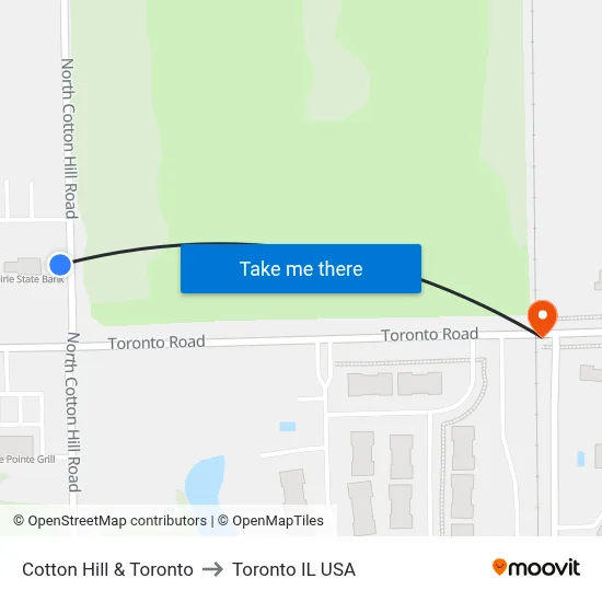 Cotton Hill & Toronto to Toronto IL USA map