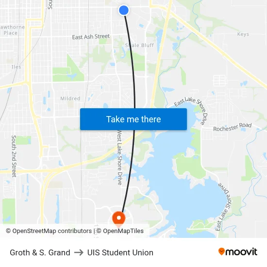 Groth & S. Grand to UIS Student Union map