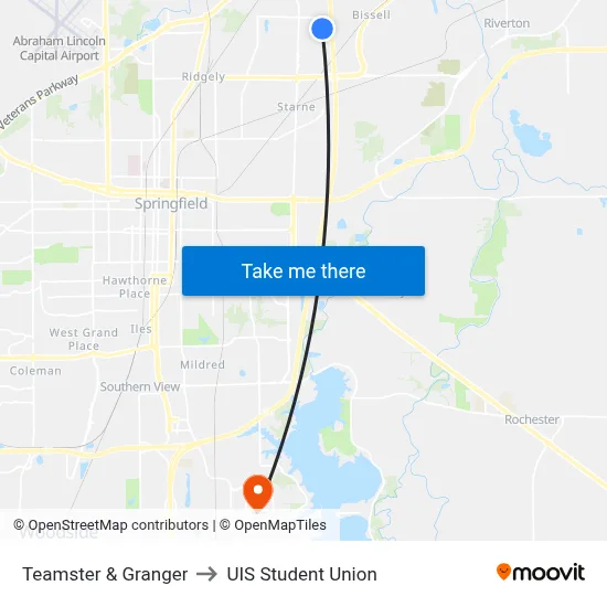 Teamster & Granger to UIS Student Union map