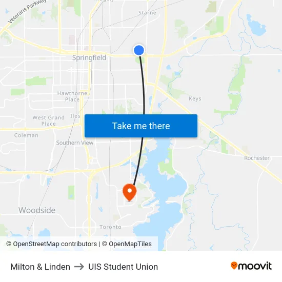 Milton & Linden to UIS Student Union map