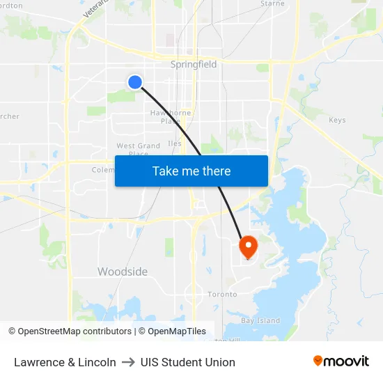 Lawrence & Lincoln to UIS Student Union map