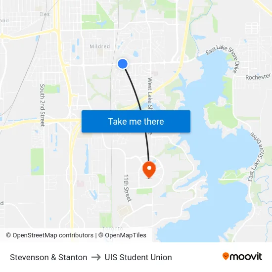 Stevenson & Stanton to UIS Student Union map