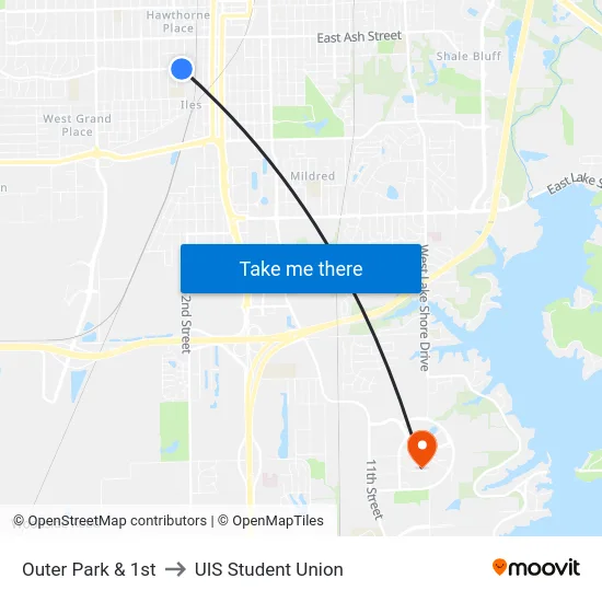 Outer Park & 1st to UIS Student Union map