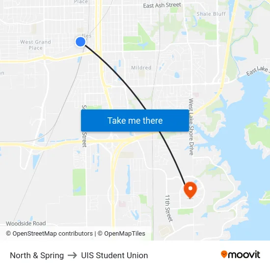 North & Spring to UIS Student Union map