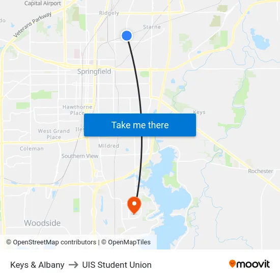 Keys & Albany to UIS Student Union map