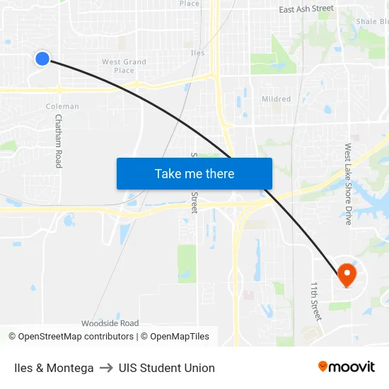 Iles & Montega to UIS Student Union map