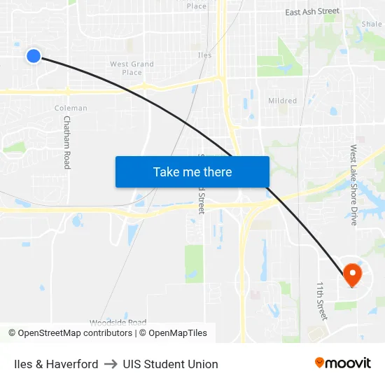 Iles & Haverford to UIS Student Union map