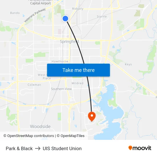 Park & Black to UIS Student Union map