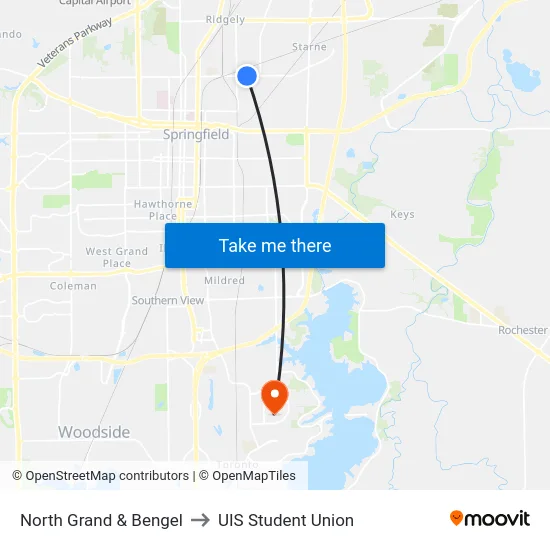 North Grand & Bengel to UIS Student Union map