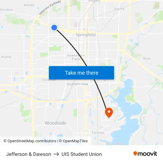 Jefferson & Dawson to UIS Student Union map