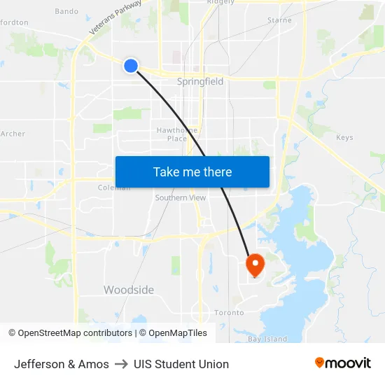 Jefferson & Amos to UIS Student Union map
