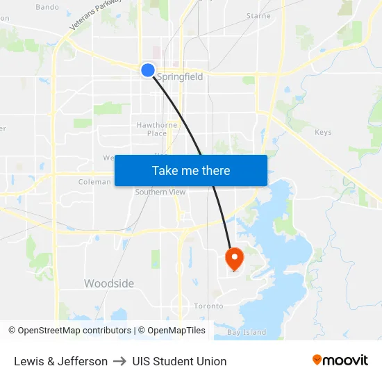 Lewis & Jefferson to UIS Student Union map