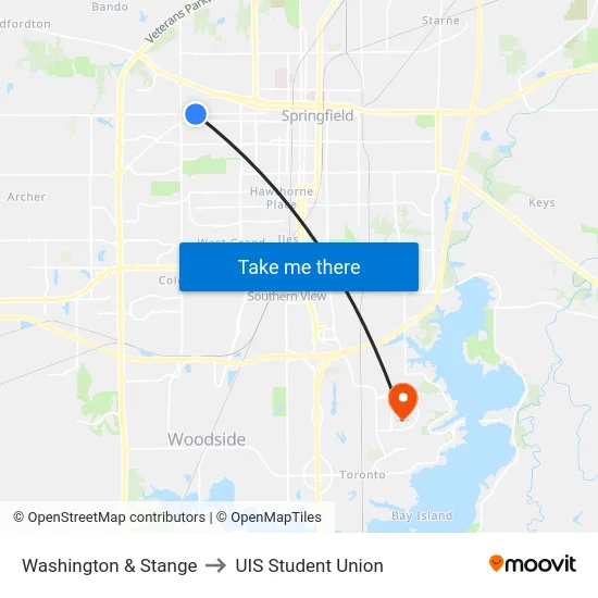 Washington & Stange to UIS Student Union map